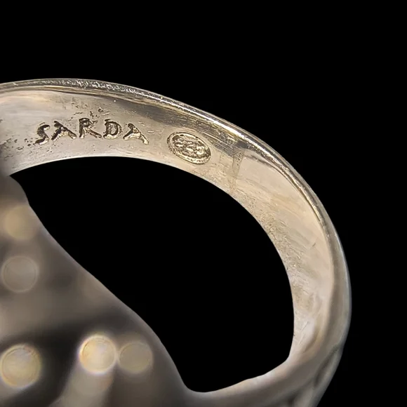 Sarda Bali Designer Pink Abalone Quartz Triplet Statement Ring - Picture 11 of 12